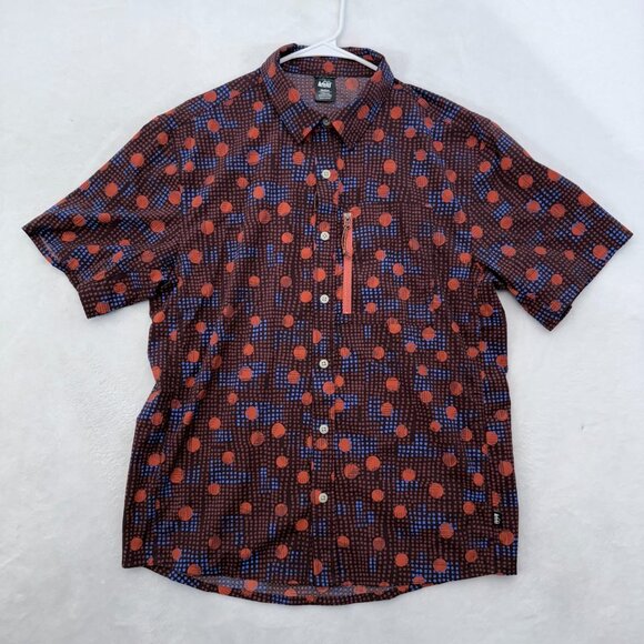 REI Other - REI Co Op Shirt Mens M Orange Trailmade Hiking Performance Outdoor Button Up